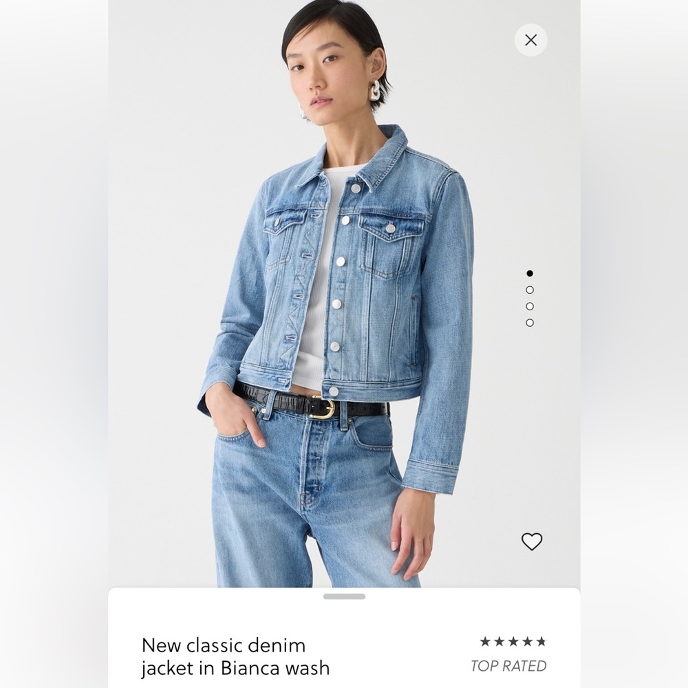 J Crew NWT new classic denim jacket in Bianca wash